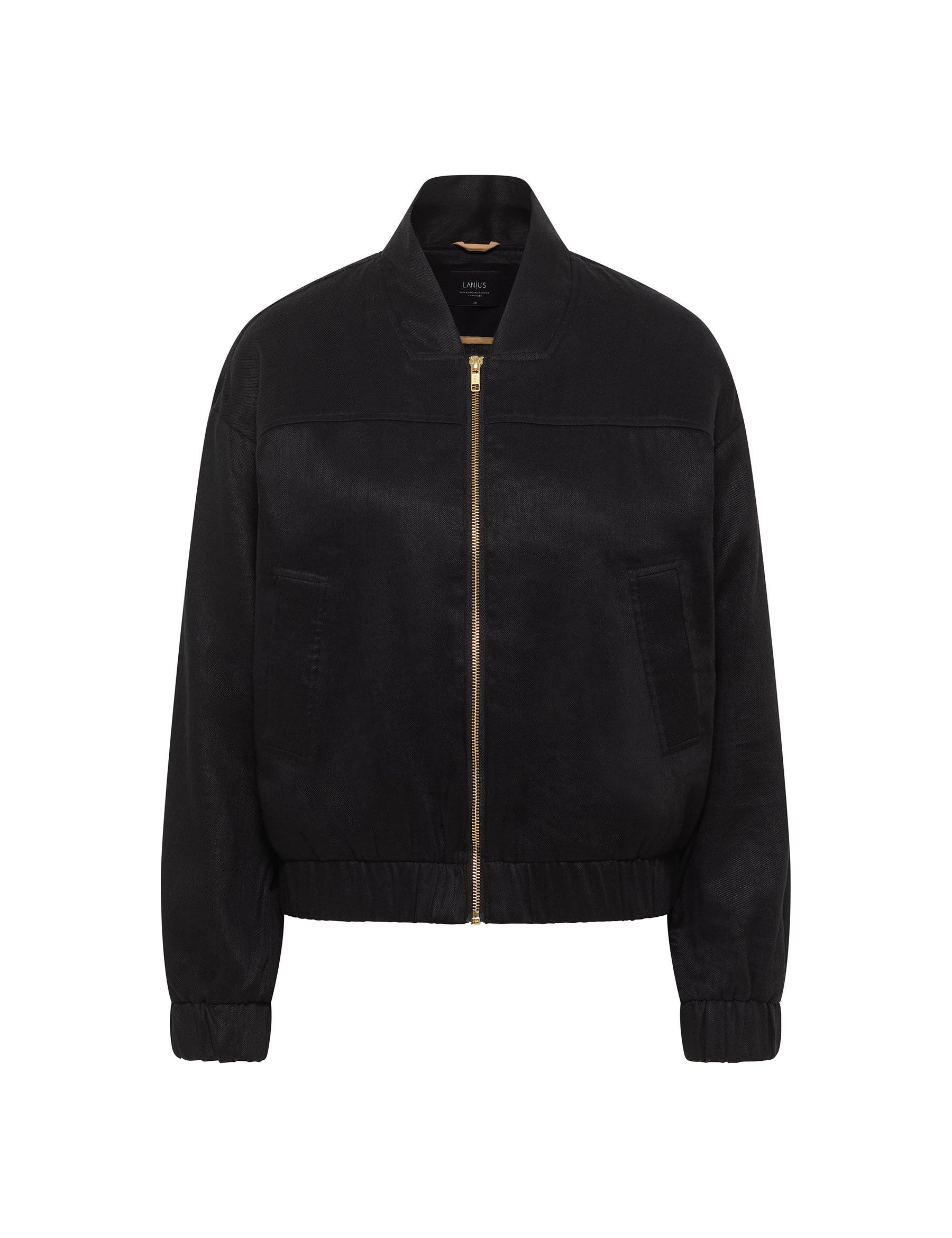 Schwarze Wildlederjacke mit Reißverschluss