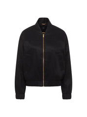 Schwarze Wildlederjacke mit Reißverschluss
