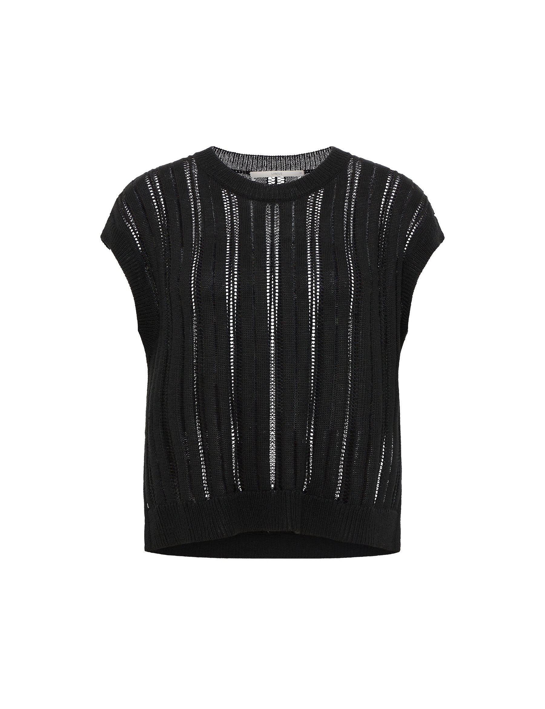 Schwarzes Damenstrickoberteil mit Lochmuster