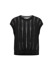Schwarzes Damenstrickoberteil mit Lochmuster