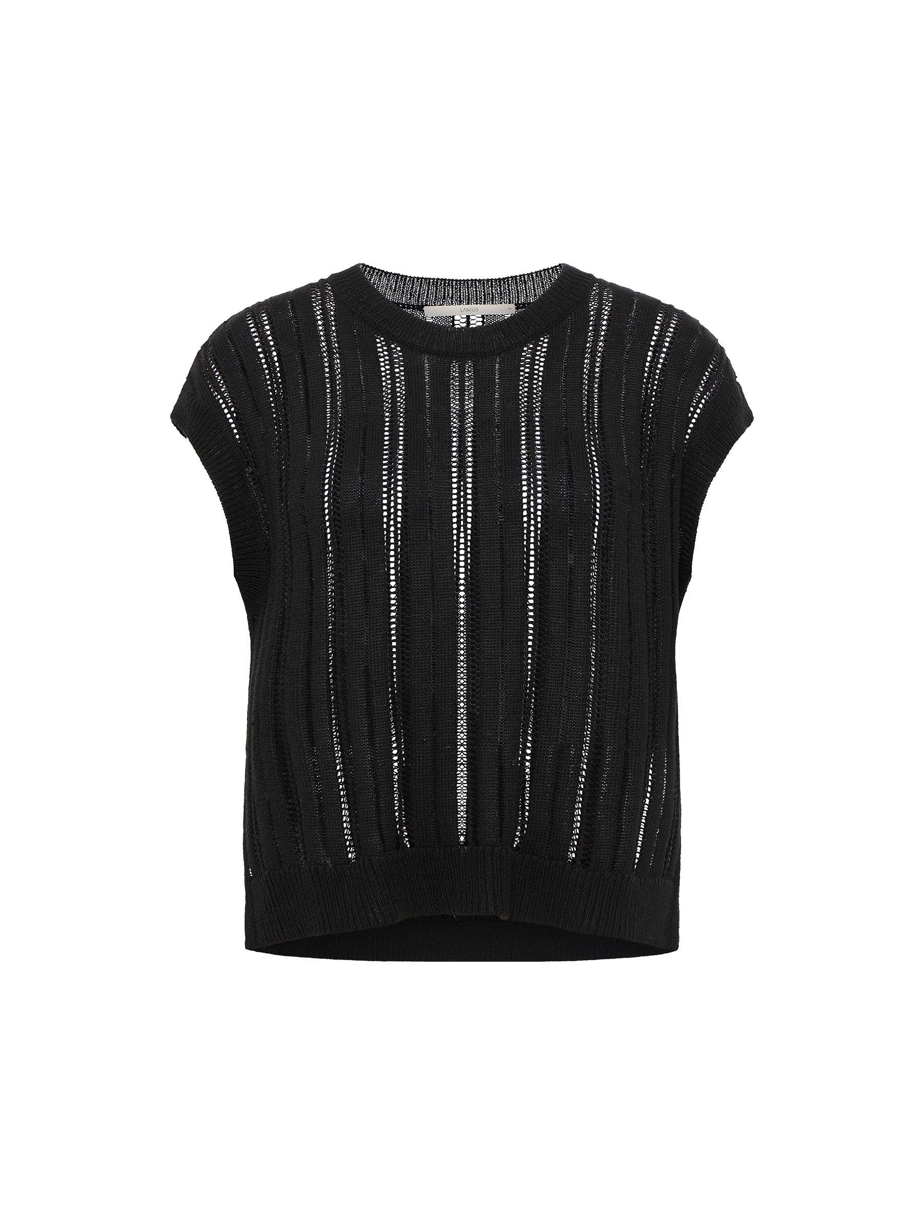 Schwarzes Damenstrickoberteil mit Lochmuster