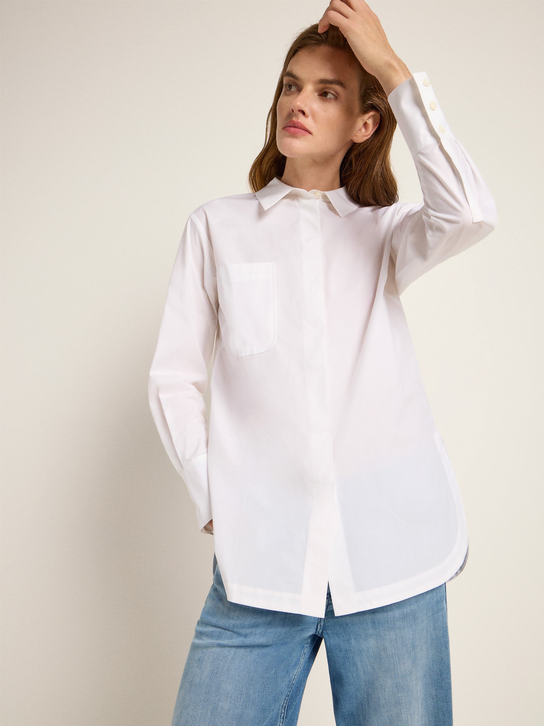 Oversize Hemdbluse GOTS - White