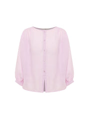 Bluse mit Kräuseln aus Ramie