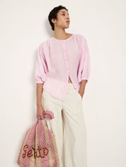 Bluse mit Kräuseln aus Ramie