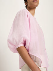 Bluse mit Kräuseln aus Ramie