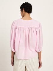 Bluse mit Kräuseln aus Ramie