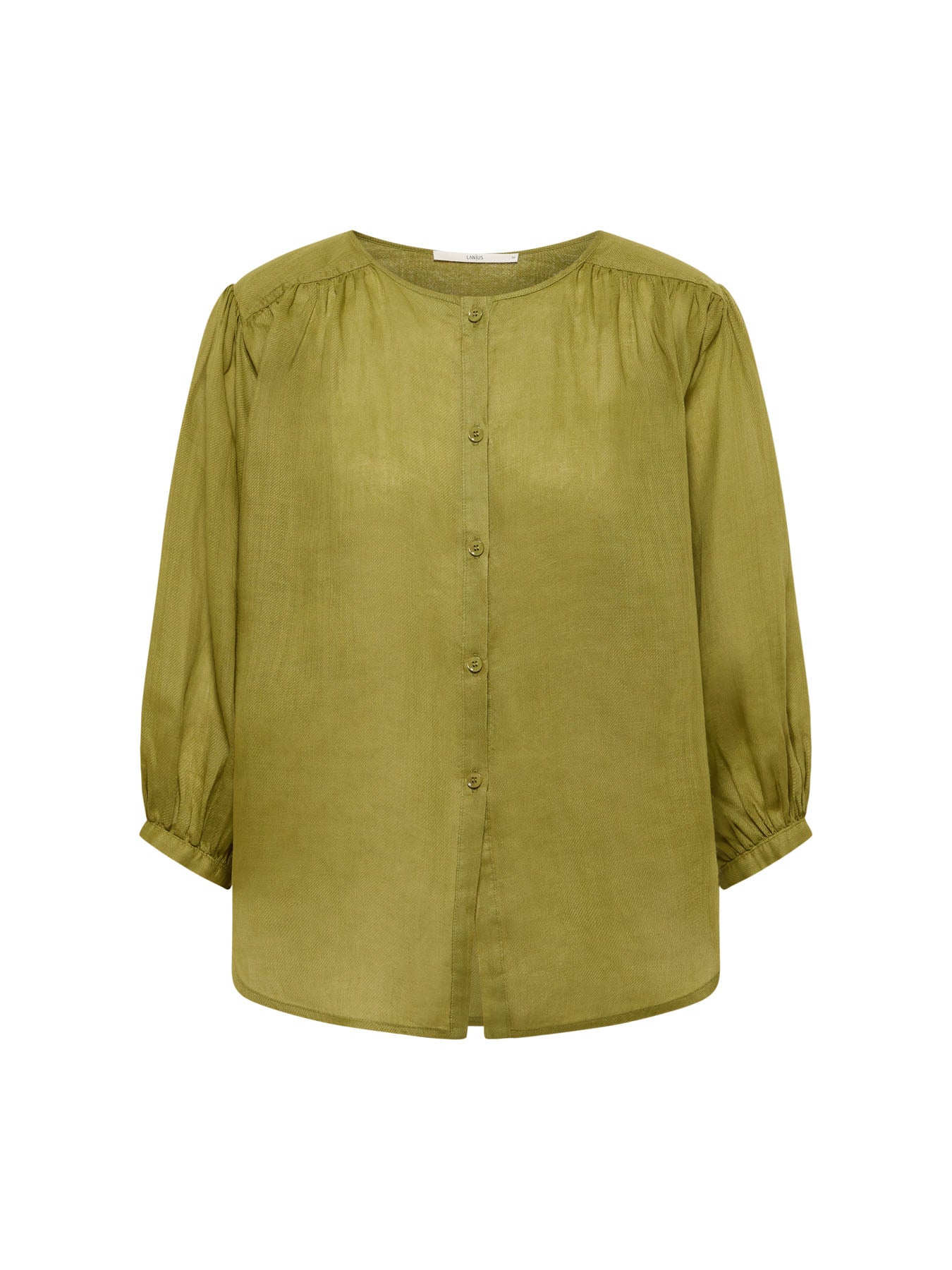 Bluse mit Kräuseln aus Ramie