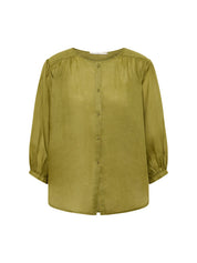 Bluse mit Kräuseln aus Ramie
