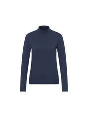 Dunkelblauer Rollkragenpullover auf weißem Hintergrund