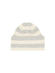 Gestreifte Wintermütze in Grau und Creme