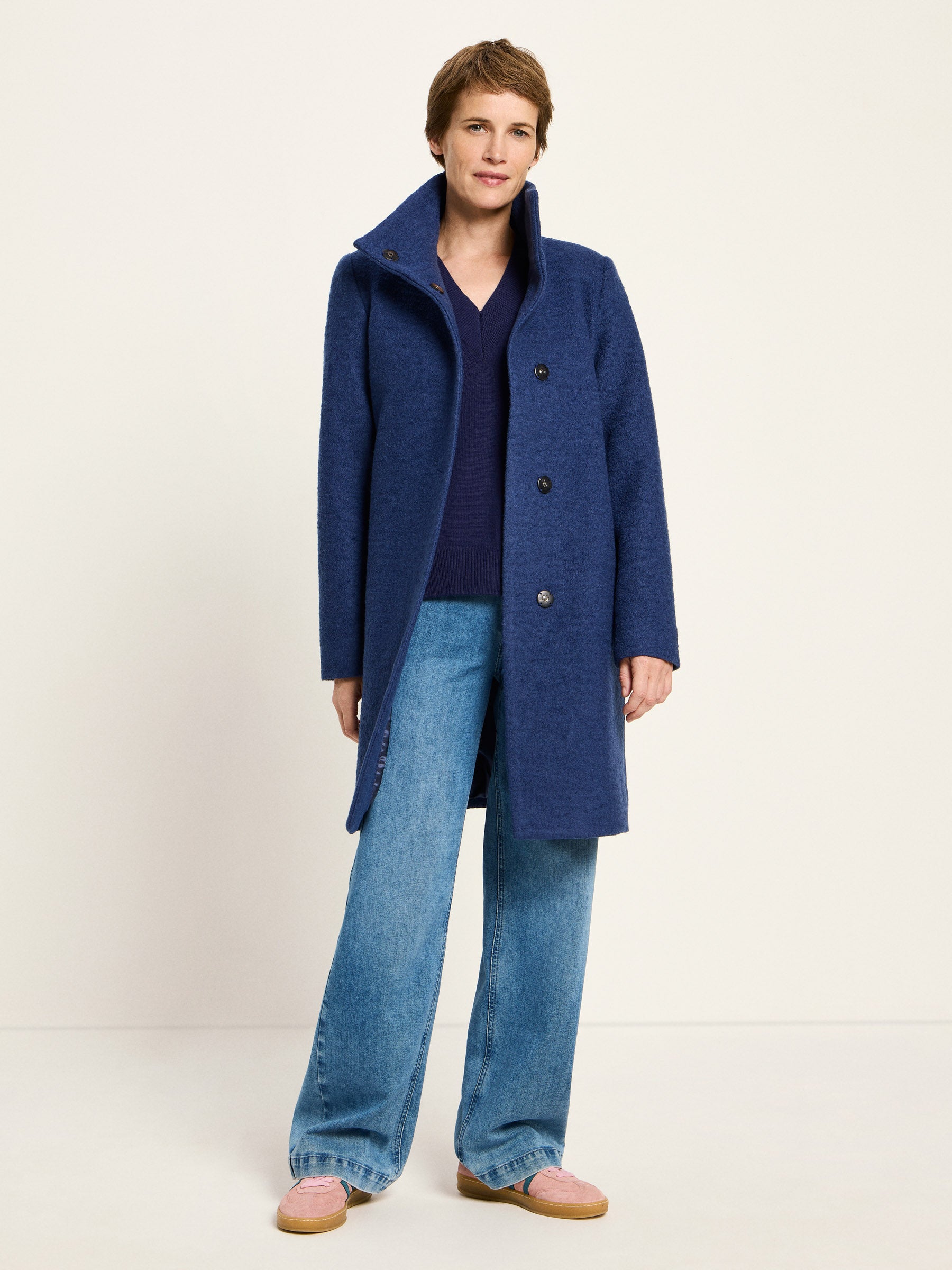 Walkmantel mit Stehkragen GOTS - Vintage Blue