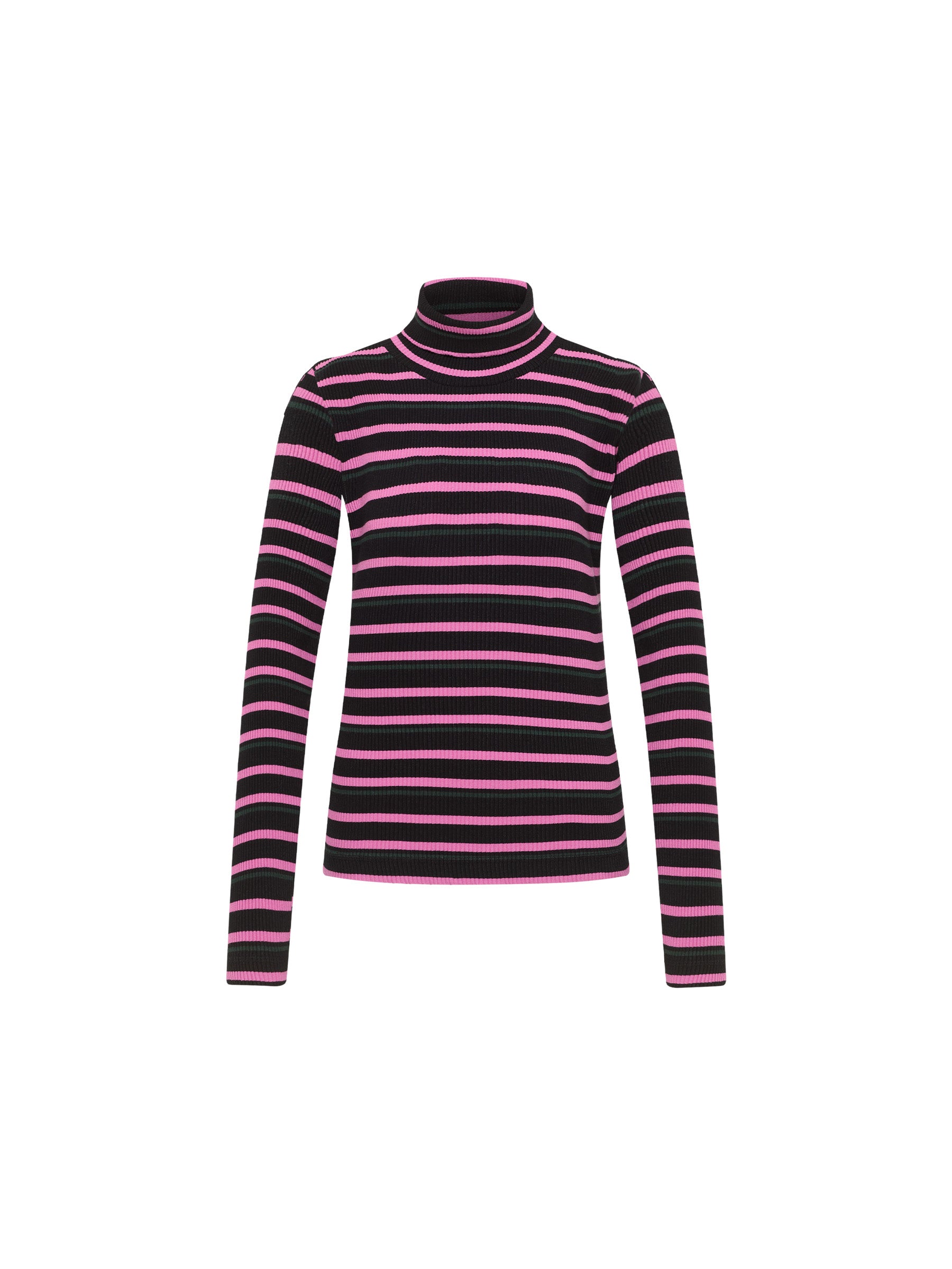 Rollkragenshirt Rippoptik GOTS - Black/ Pink