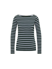 U-Bootshirt mit Streifen GOTS - Forest/ Lupine