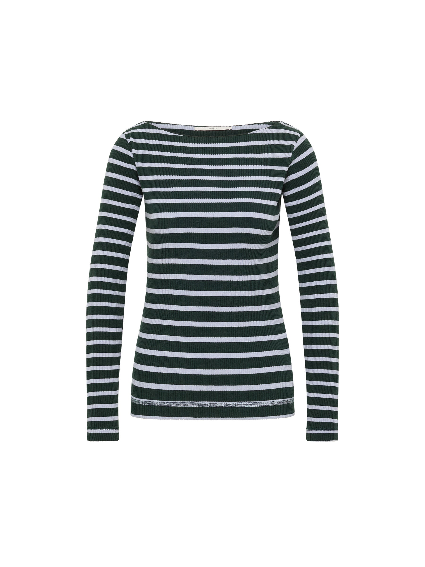 U-Bootshirt mit Streifen GOTS - Forest/ Lupine