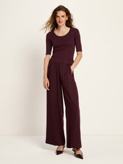 Hose mit Weitem Bein - Bordeaux