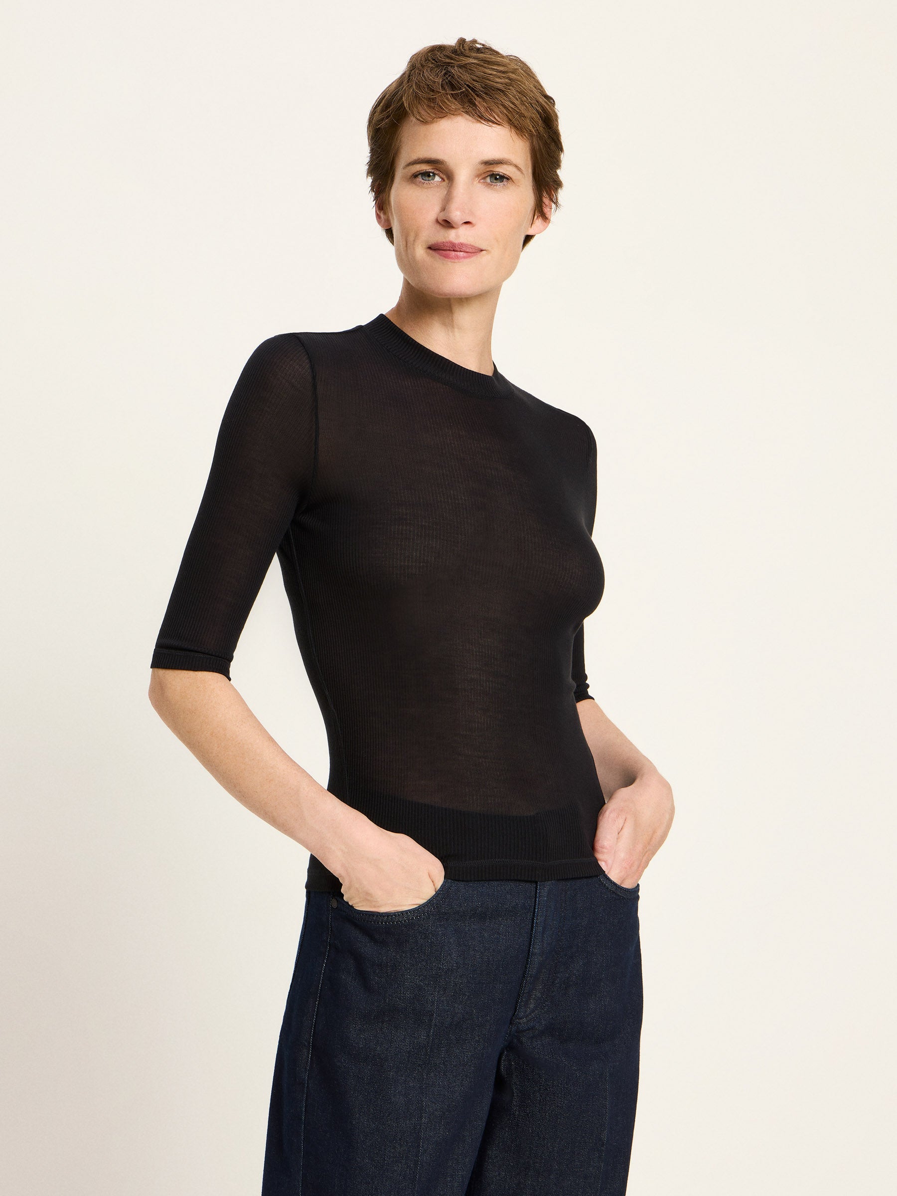 Stehkragenshirt aus TENCEL