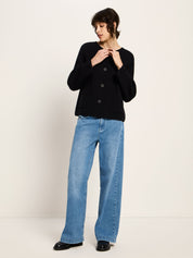 Strickjacke Doubleface GOTS - Schwarz