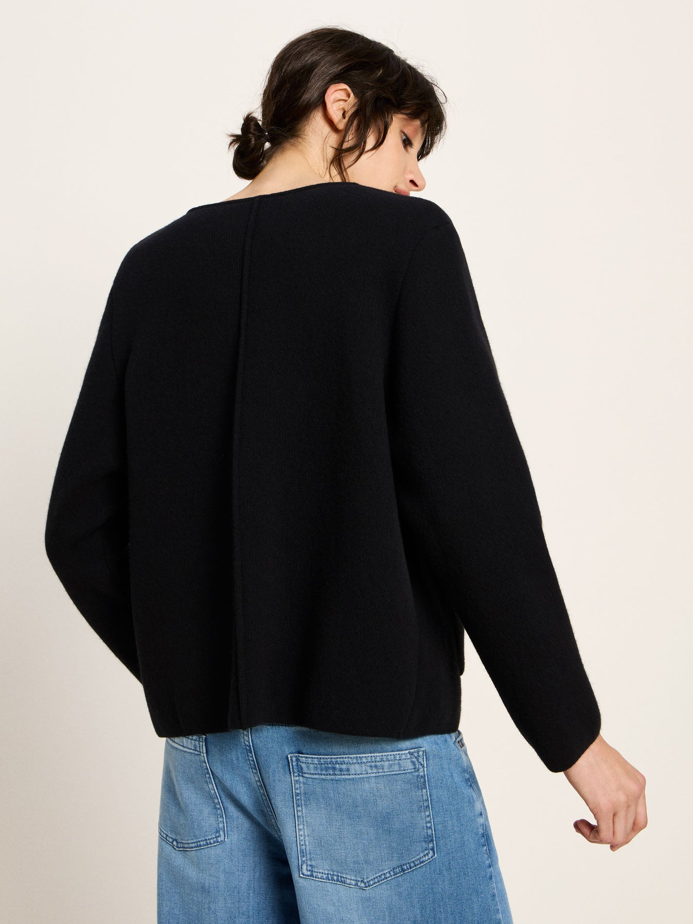 Strickjacke Doubleface GOTS - Schwarz