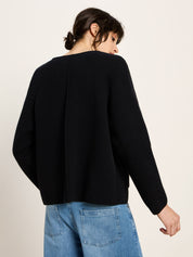 Strickjacke Doubleface GOTS - Schwarz