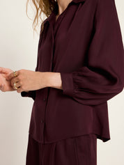 Hemdbluse aus Tencel - Bordeaux