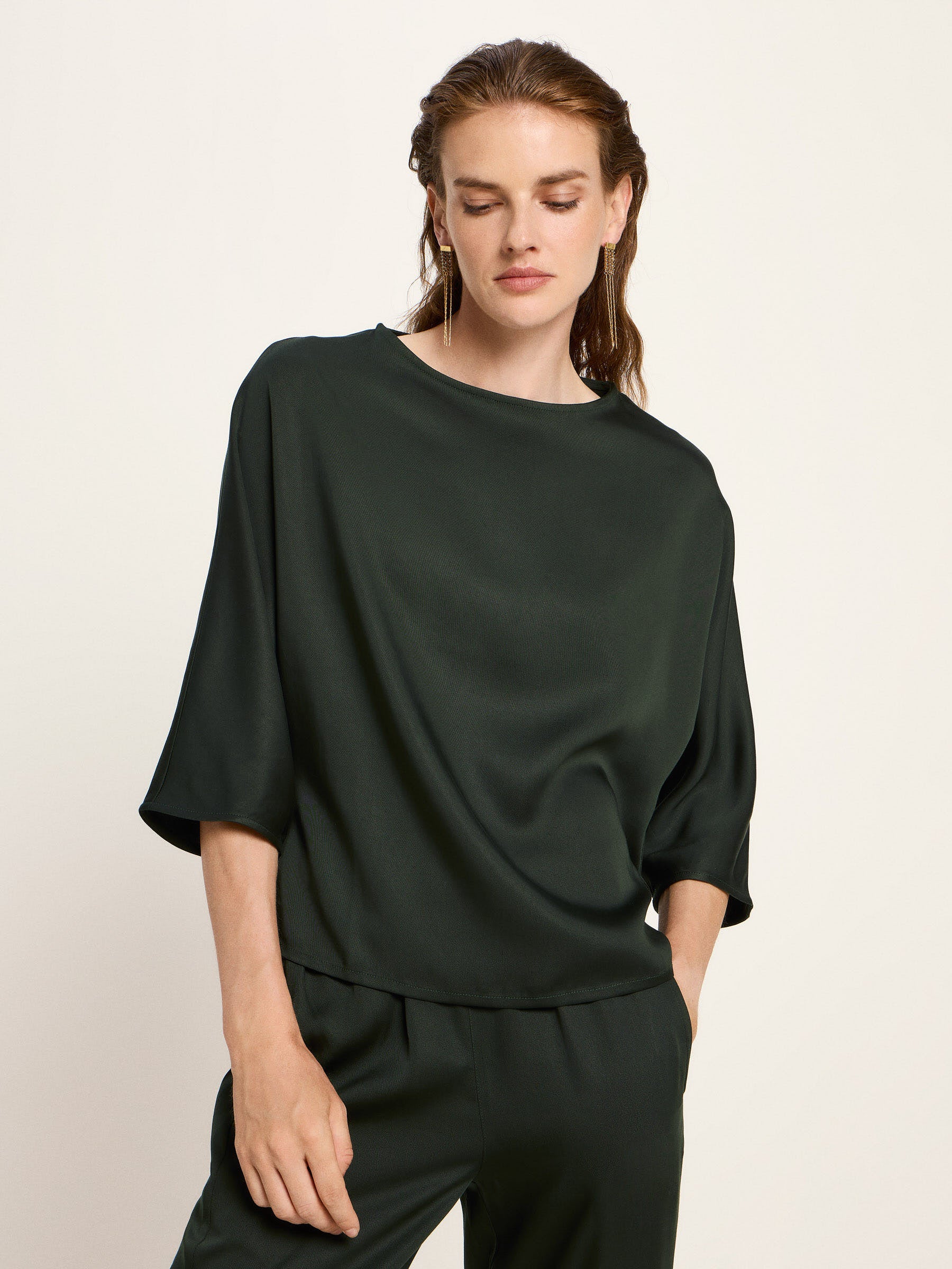 3/4 Arm Bluse aus Tencel - Forest