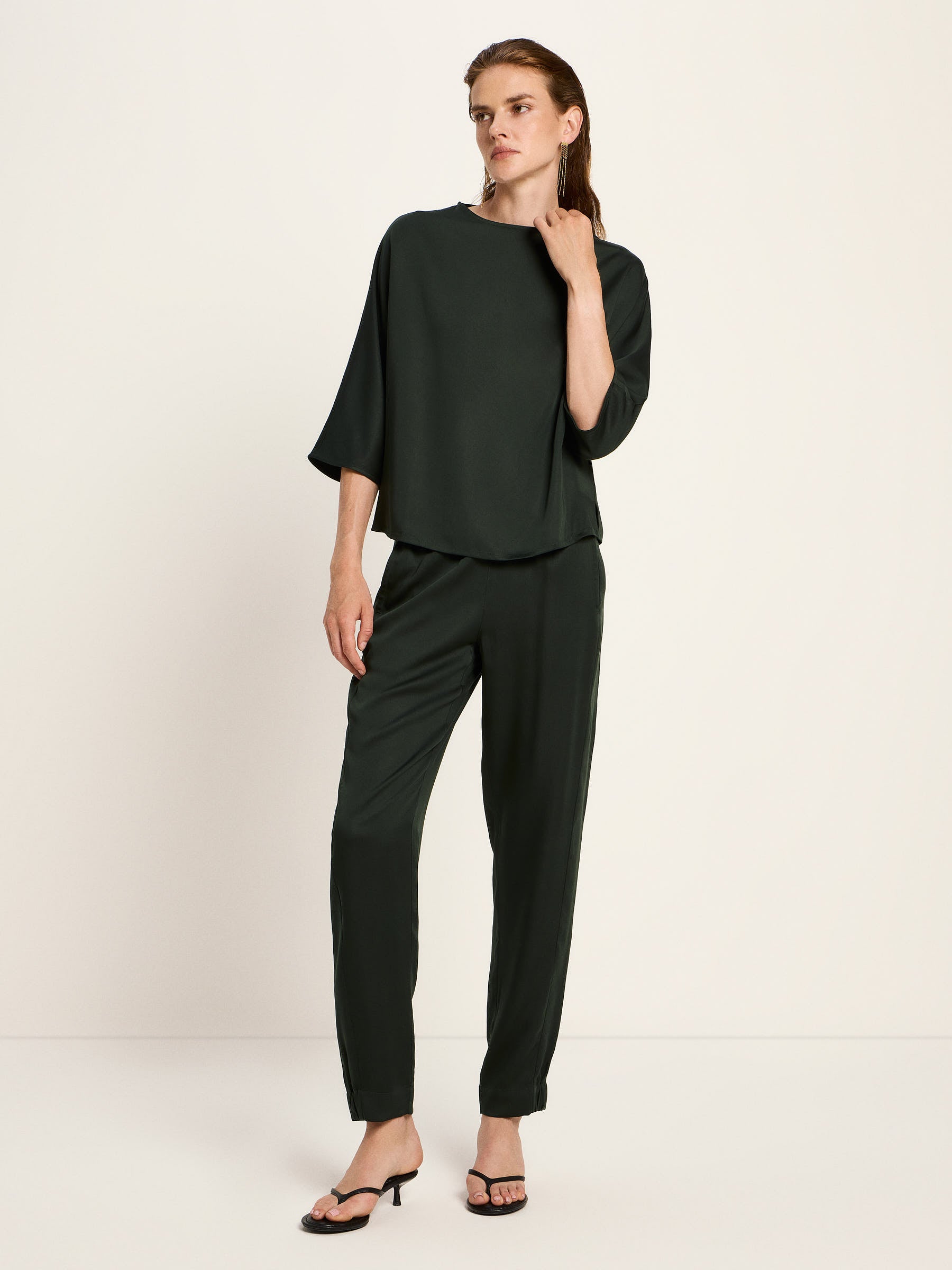 3/4 Arm Bluse aus Tencel - Forest