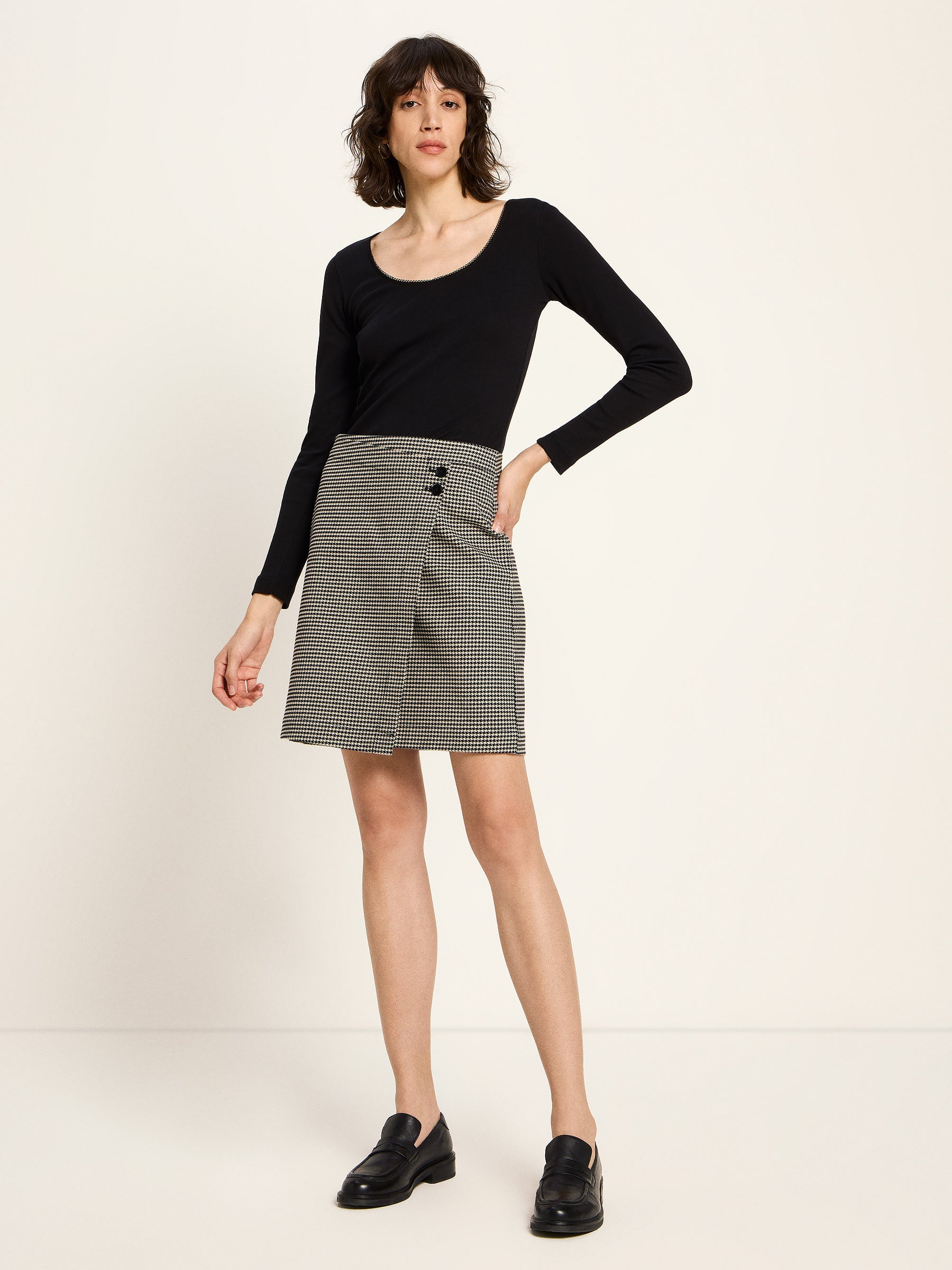 Hahnentritt Rock GOTS - Black/Off White
