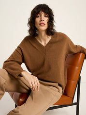 Pullover mit V-Ausschnitt - Brown