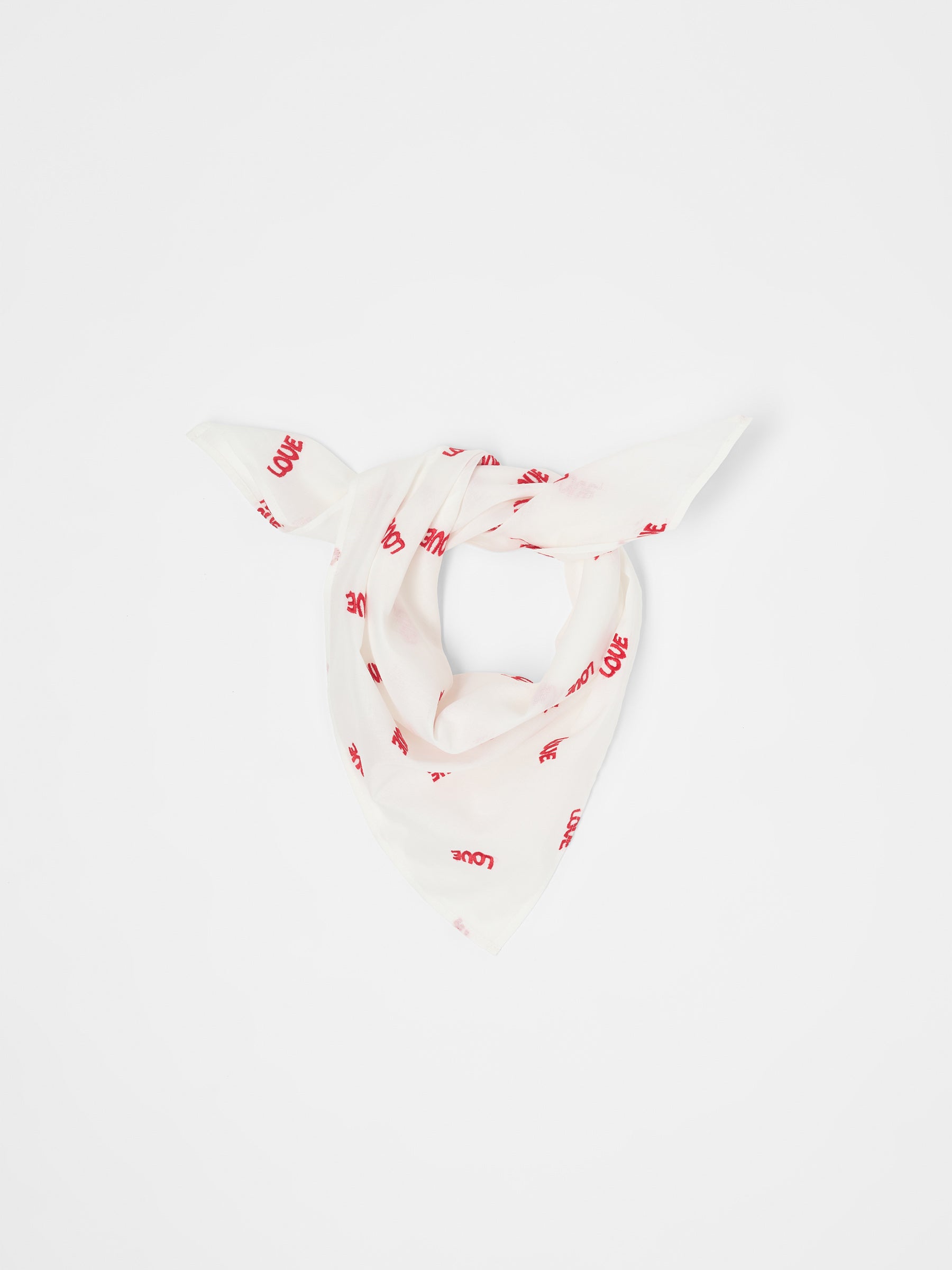 Tuch aus Bio-Baumwolle - Off White/ Love