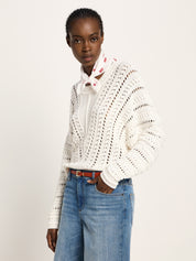 Tuch aus Bio-Baumwolle - Off White/ Love