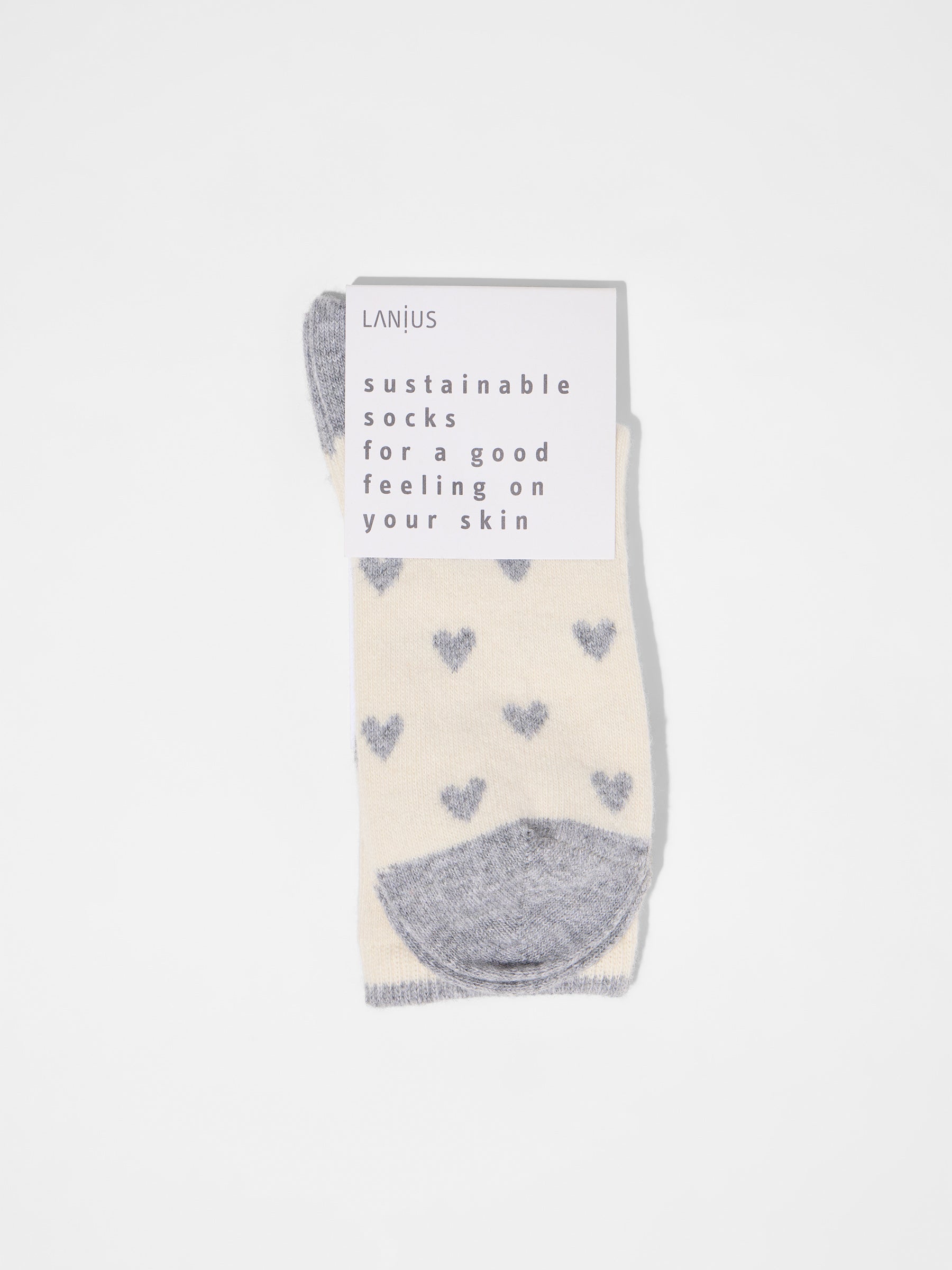 Socken mit Herzen GOTS - Off White