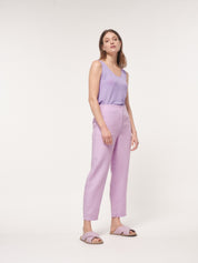 Hose aus Bio-Leinen - Light Lilac
