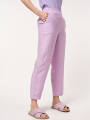 Hose aus Bio-Leinen - Light Lilac