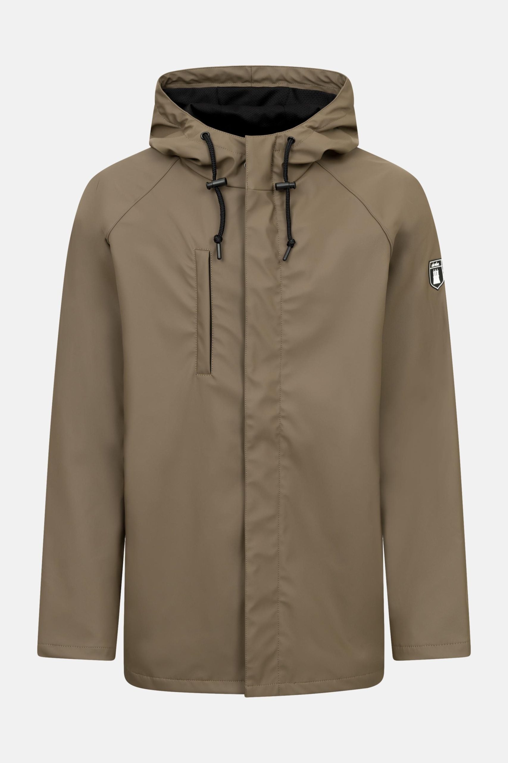 Olivgrüne Herrenjacke mit Kapuze und Logo