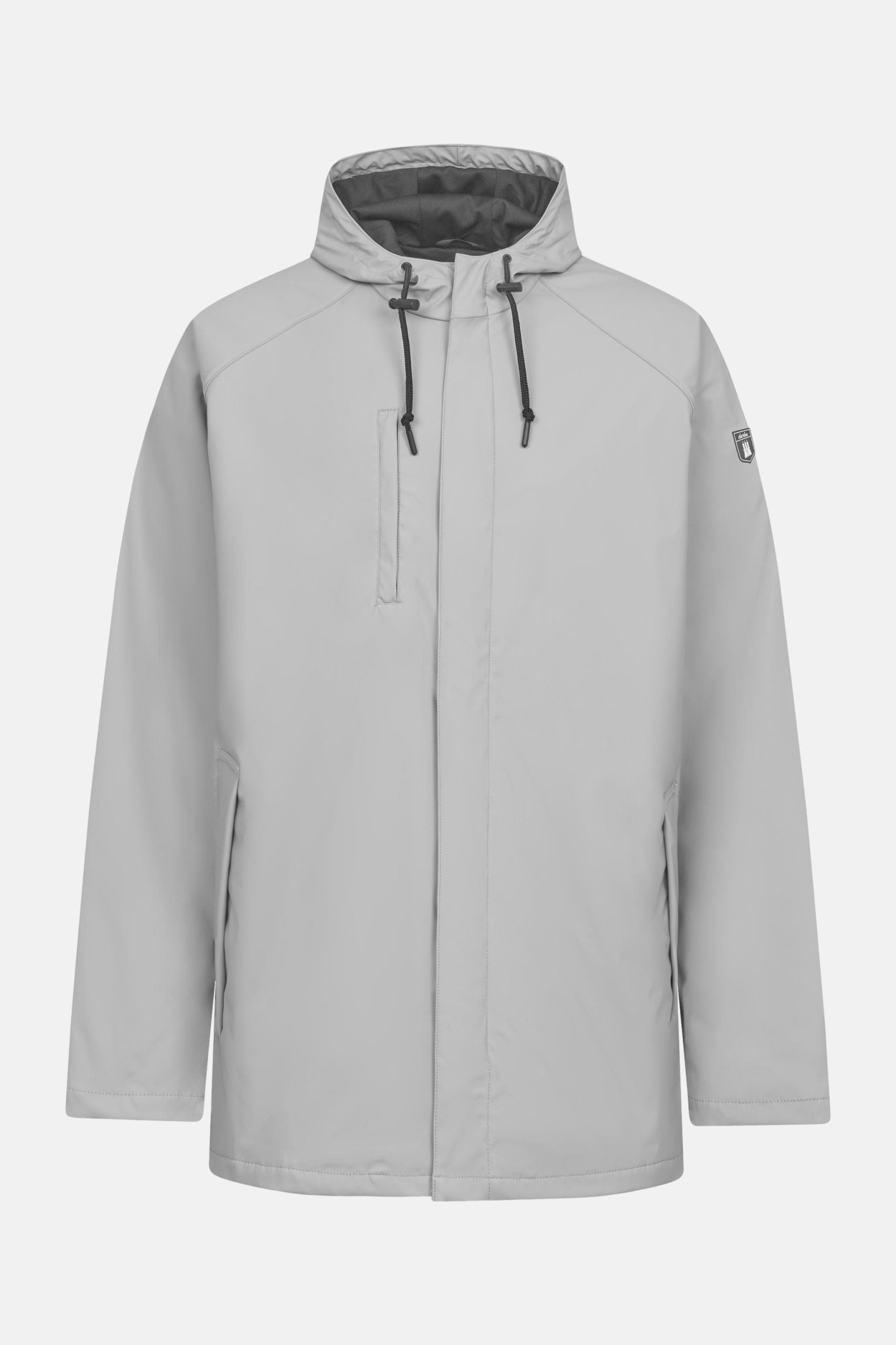 Graue Herrenjacke mit Kapuze und Taschen