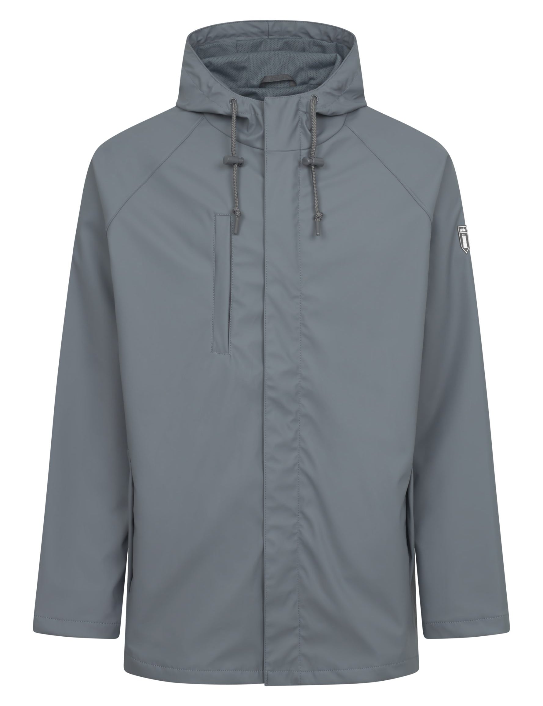 Graue Regenjacke mit Kapuze
