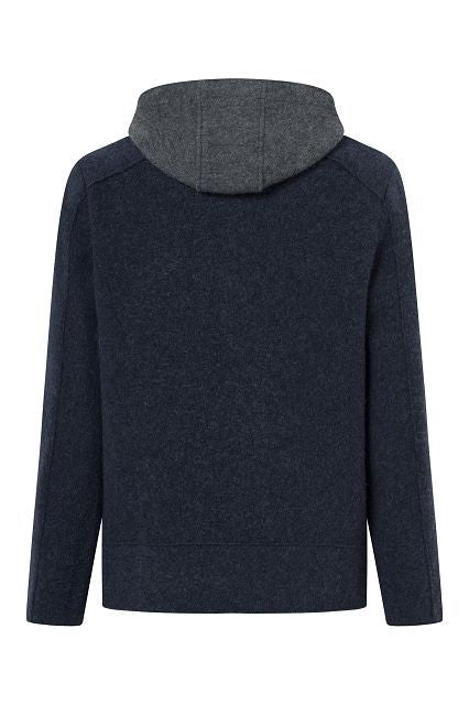 Herren Kapuzen Wolljacke - Nachtblau