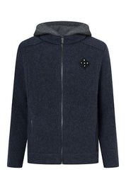 Herren Kapuzen Wolljacke - Nachtblau