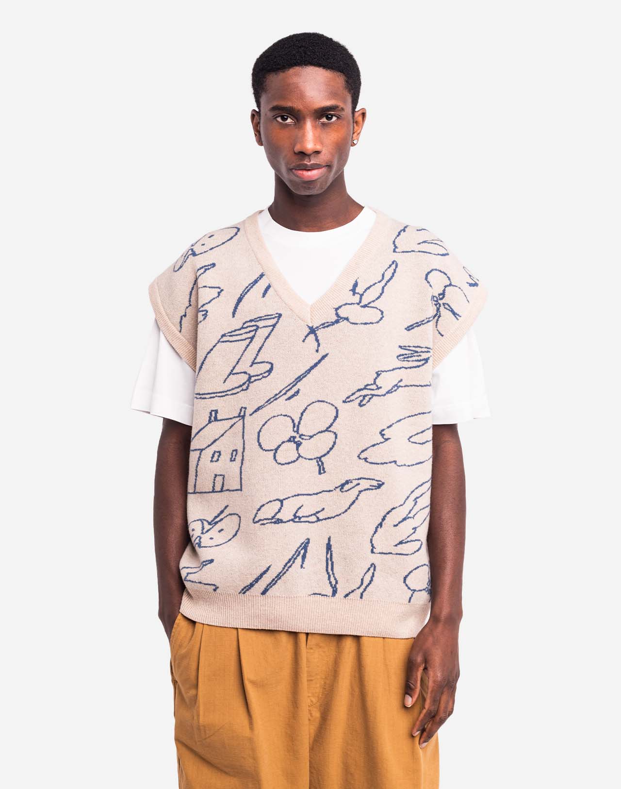 Ärmelloser Pullover  - Beige