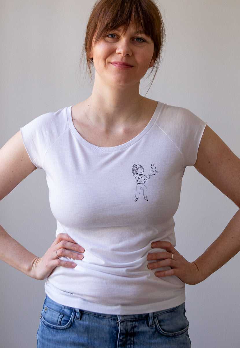 T-Shirt mit "Du bist schön" Print