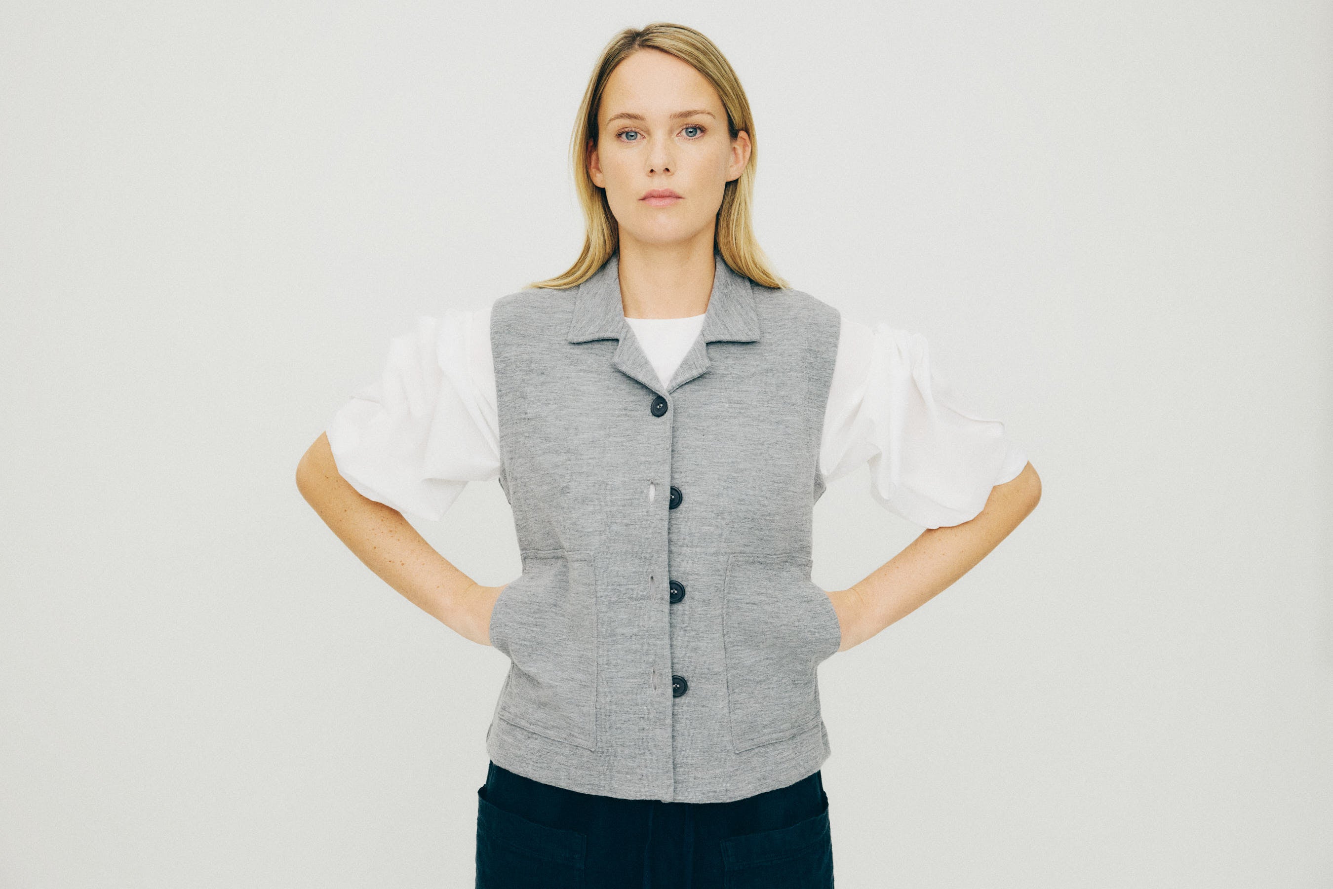 Vest W Open Collar