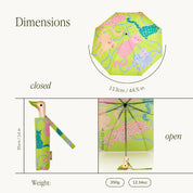 Limettengrüner Enten-Regenschirm mit Katzendruck