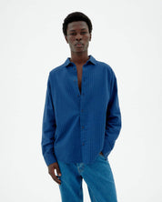 Haru Shirt - Cobalt Seersucker