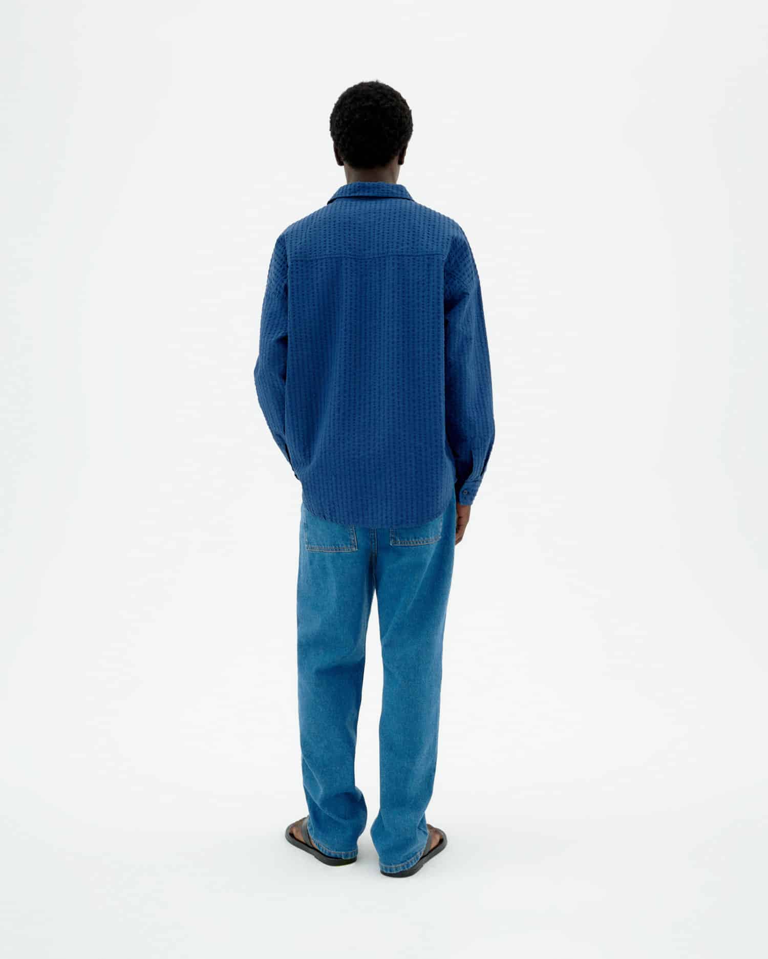 Haru Shirt - Cobalt Seersucker